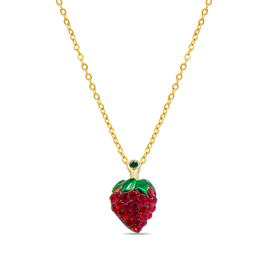 strawberry shape golden necklace.