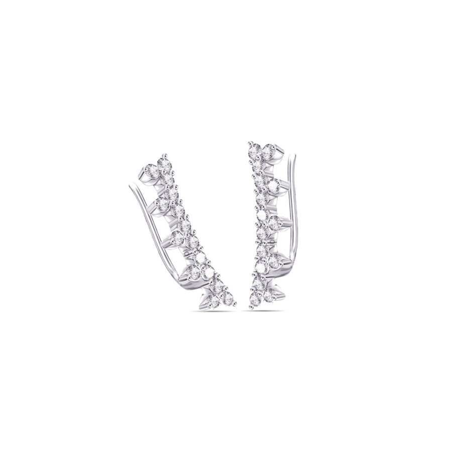 one line of three stones climber earrings. - Image 2