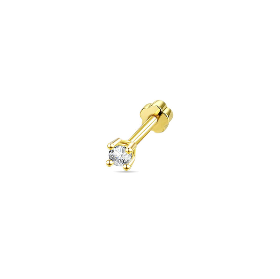 2 mm round stone flat back earring.