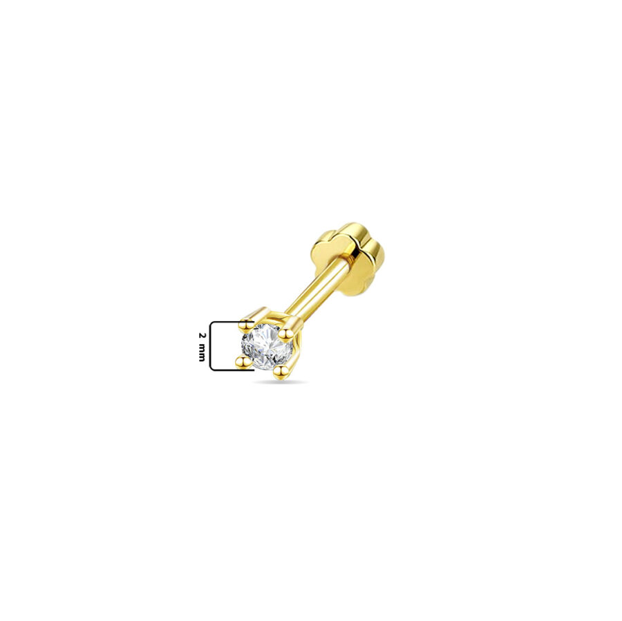 2 mm round stone flat back earring. - Image 2