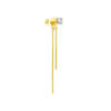 stone stud earring with double dangling box chain.