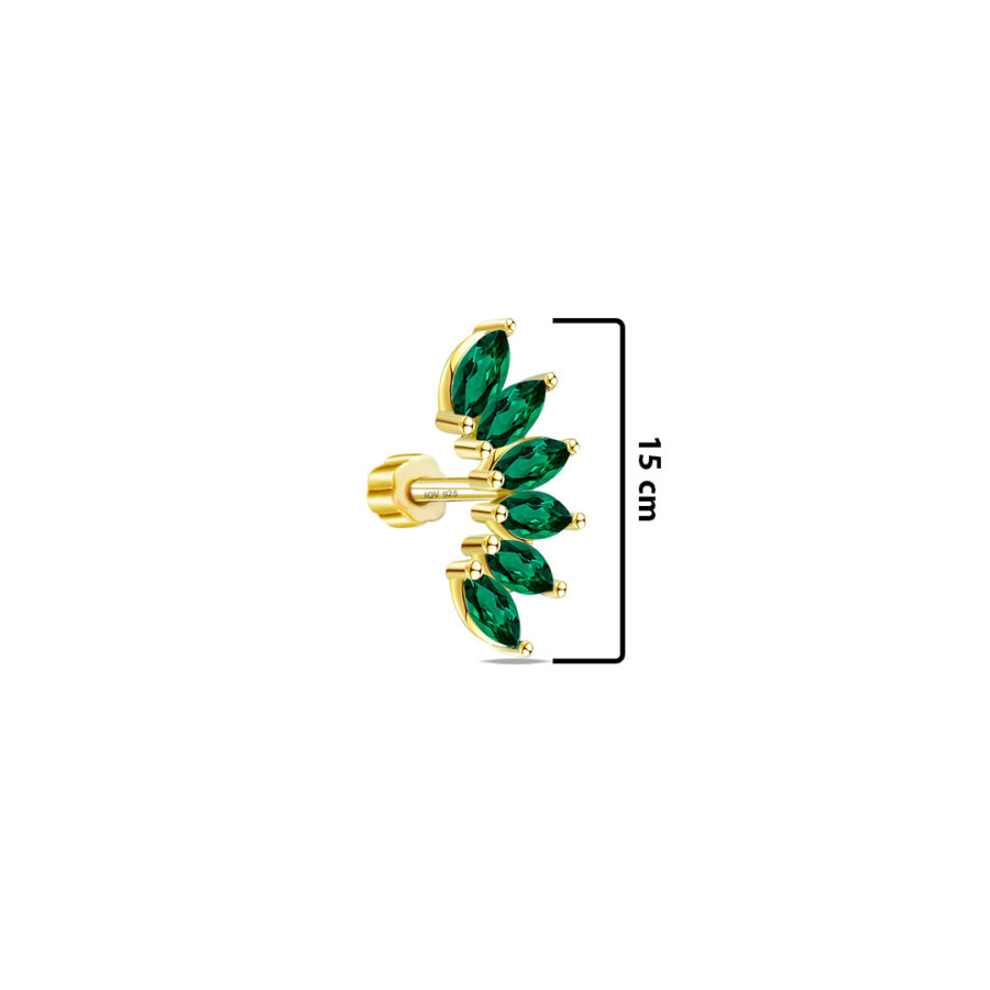 emerald marquise stone color curved flat back earring. - Image 2