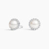 pearl stud earring with halo setting.
