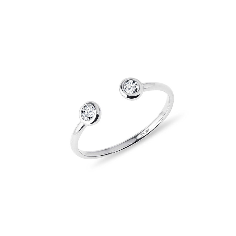 Open adjustable ring with two bezel stones. - Image 2