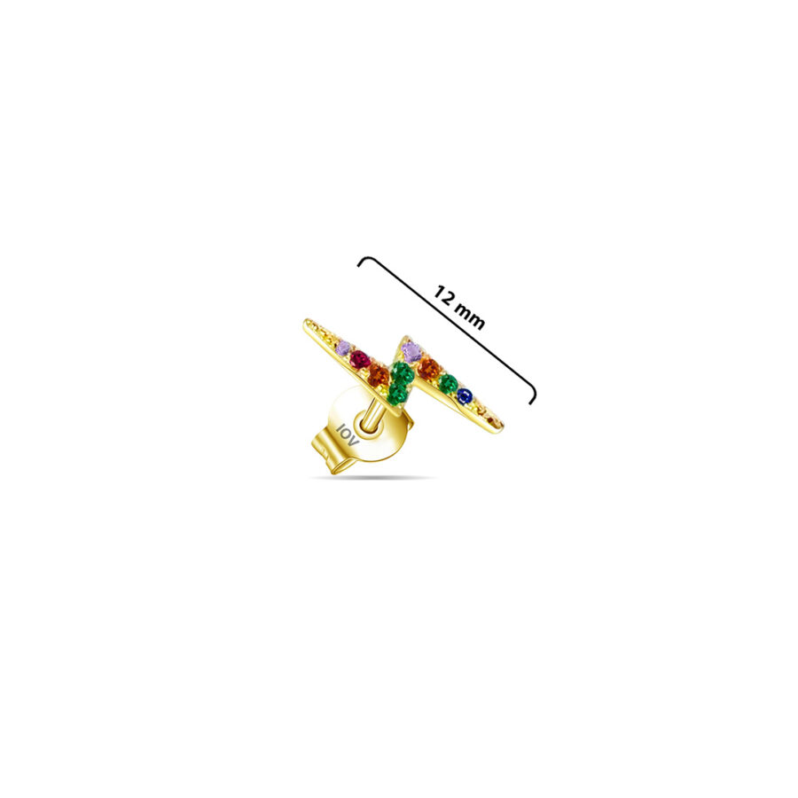 bolt 12 mm sign with colorful CZ stud earring - Image 2
