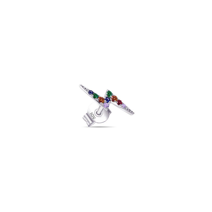 bolt 12 mm sign with colorful CZ stud earring - Image 3
