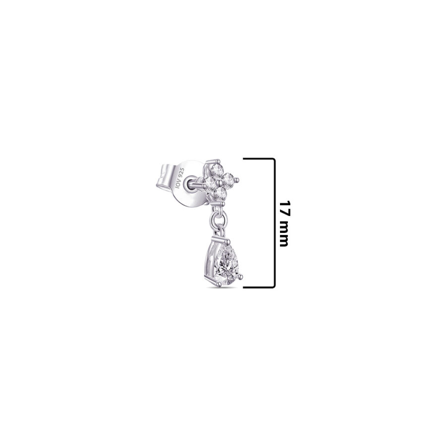 four round stones with dangling pear shape stud earring. - Image 2