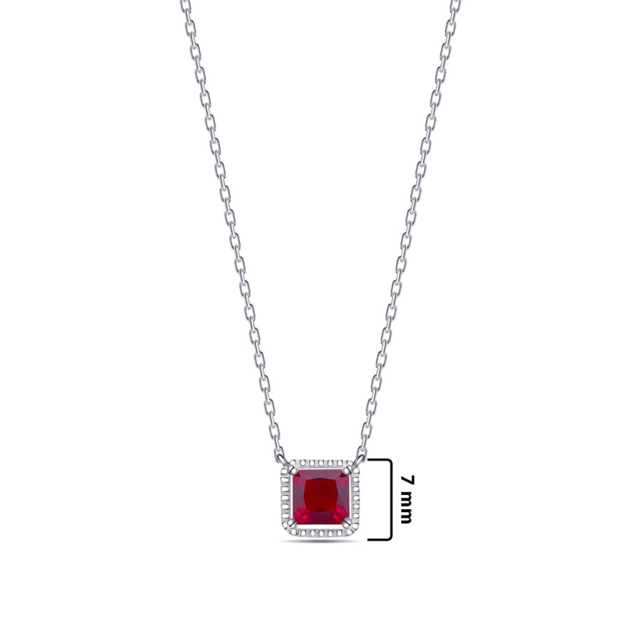 square ruby color stone necklace. - Image 2