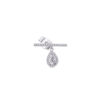 bar with dangling pear shape in a halo setting.