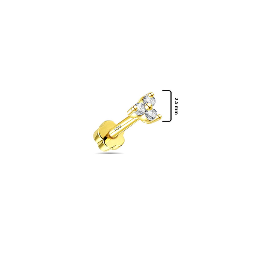 tiny three stones flatback earring. - Image 2