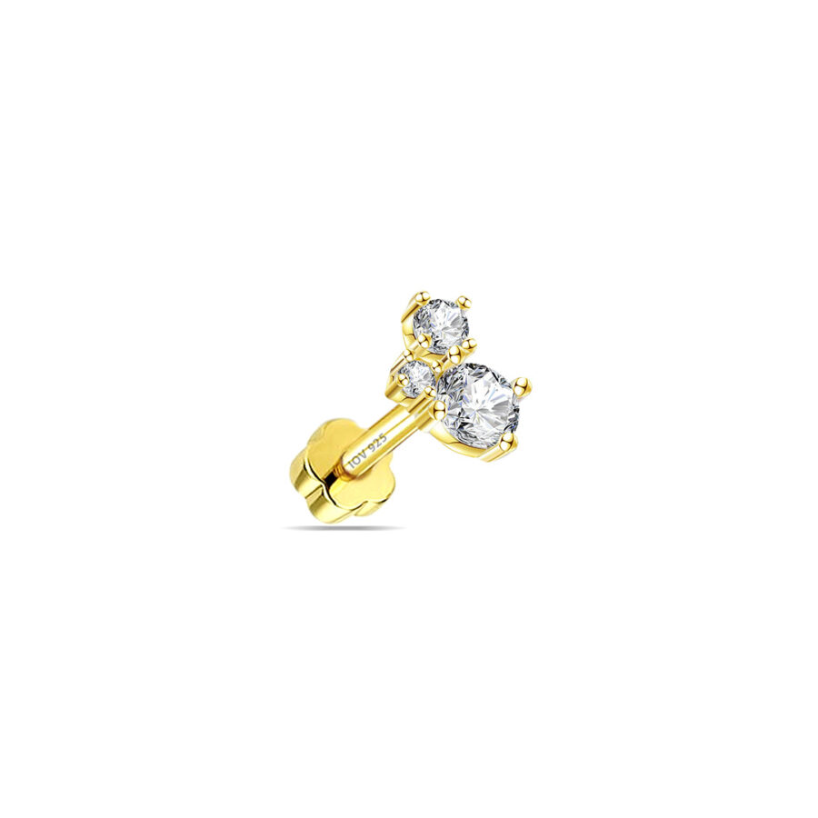 cluster of three round stones flatback earring.