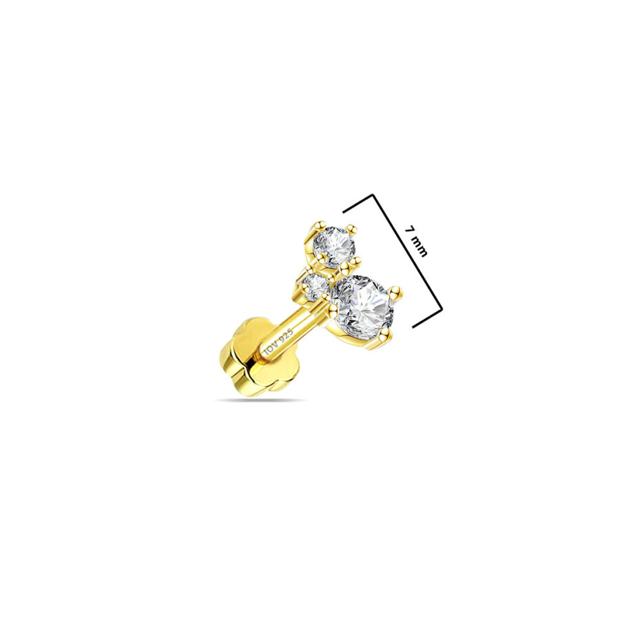 cluster of three round stones flatback earring. - Image 2