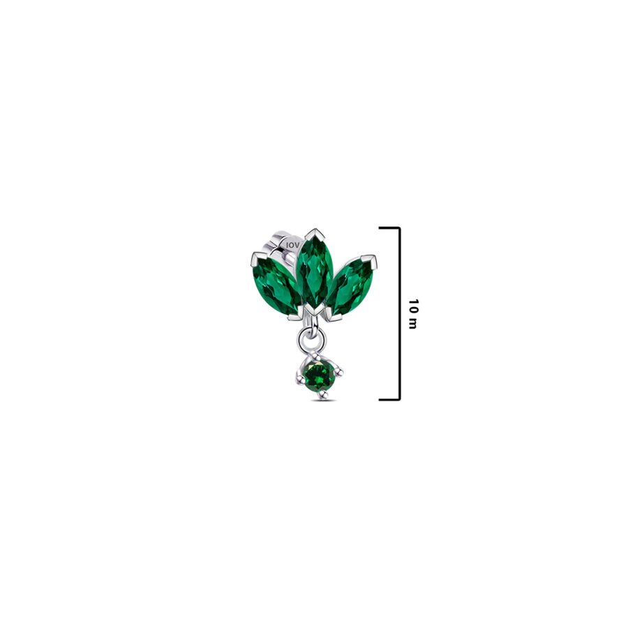 lotus shape emerald color marquise stones flatback earring. - Image 2