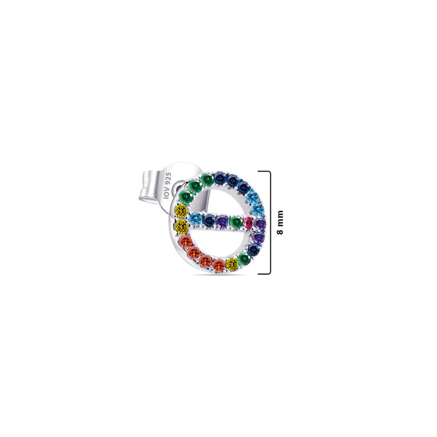 CZ colorful circle stud earring. - Image 2