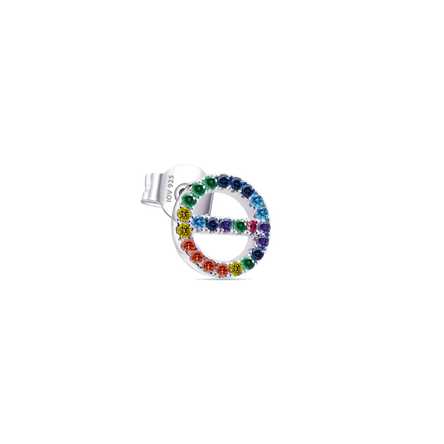 CZ colorful circle stud earring.