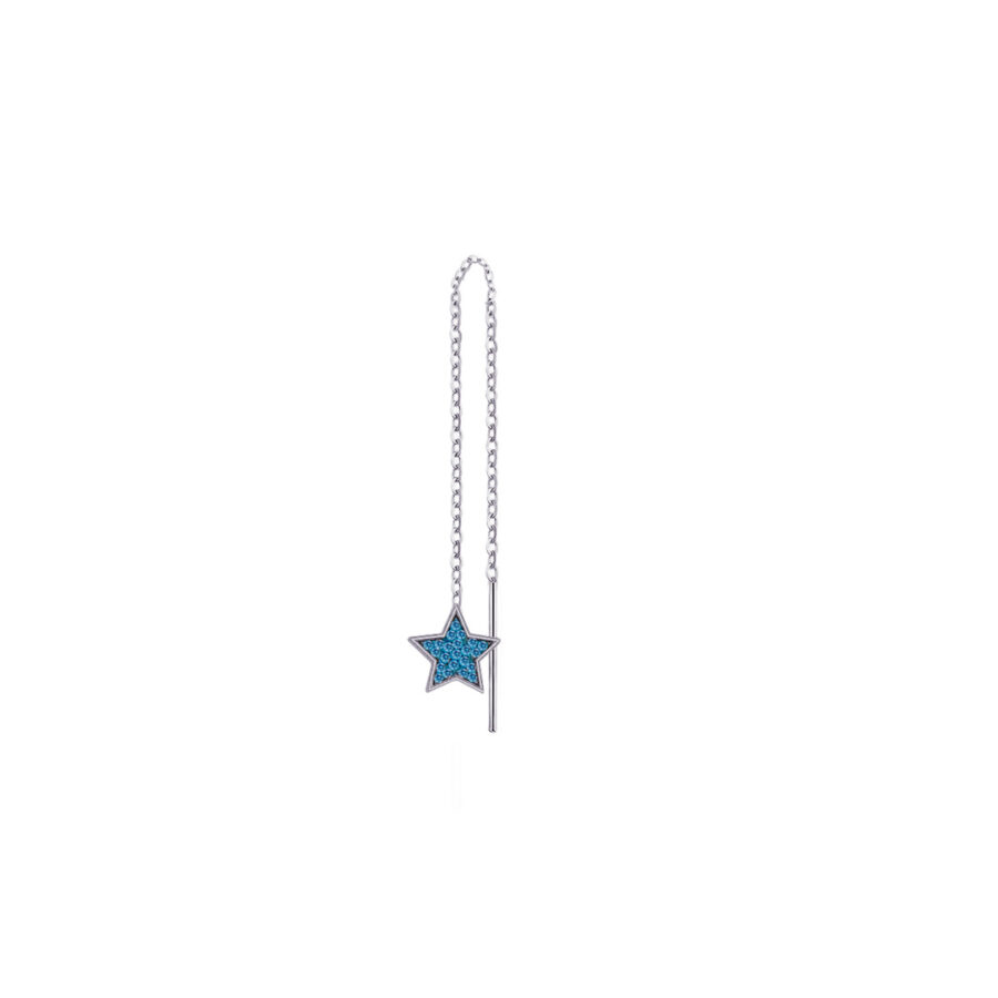 thread star earring with aquamarine color stones. - Image 3