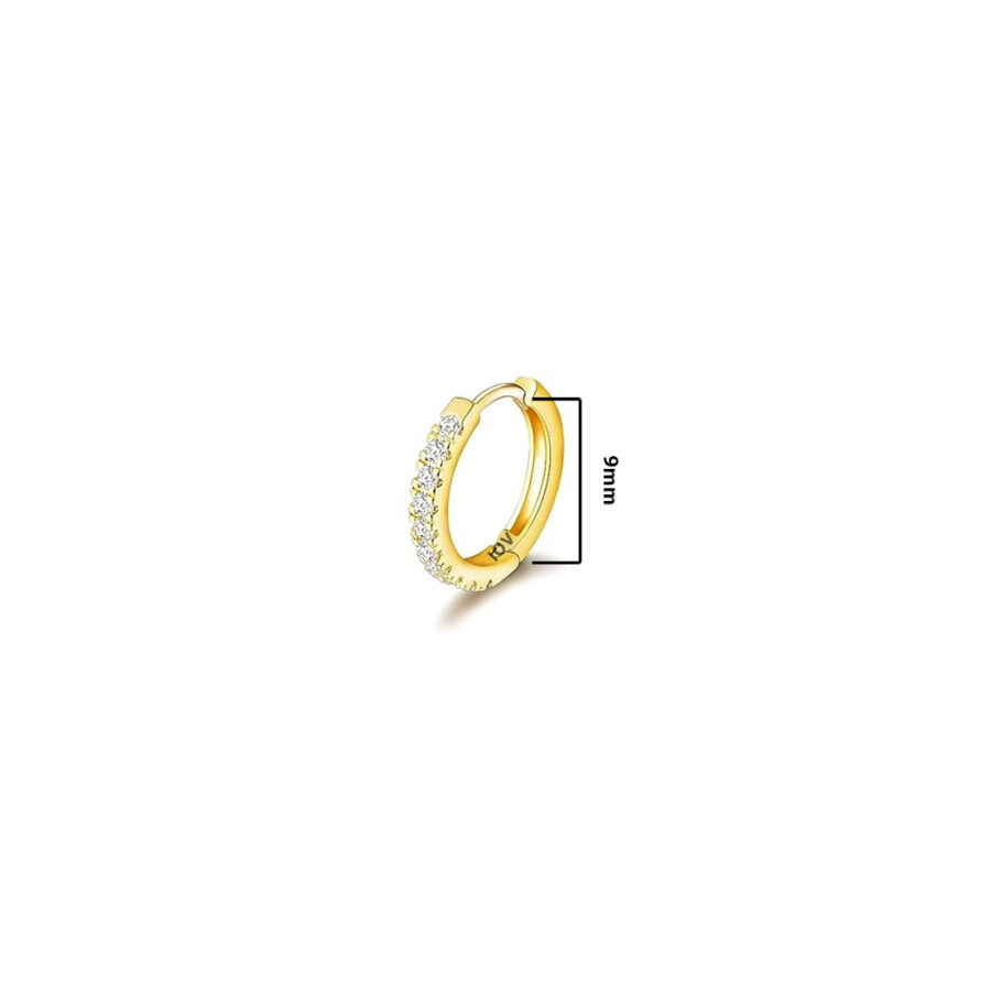 9mm & 8mm CZ huggie hoop earring. - Image 2