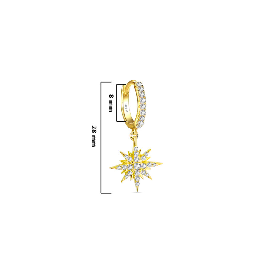 dangling beaming star shape hoop earring. - Image 2