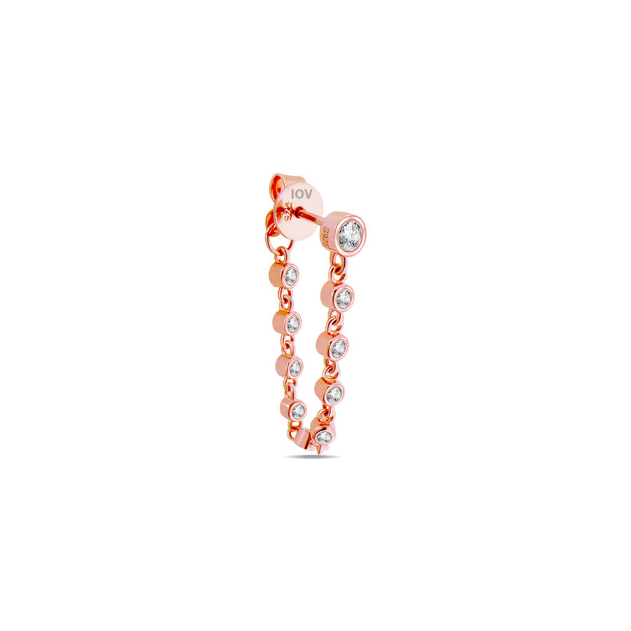 round stones bezel setting back and front links rosegold earring.