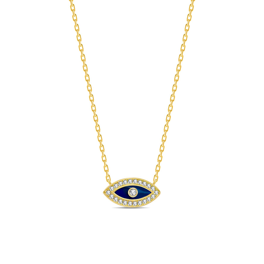 sterling silver enamel gold plated eye necklace.