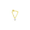 curved plain bar with dangling pearl in chain flatback earring.