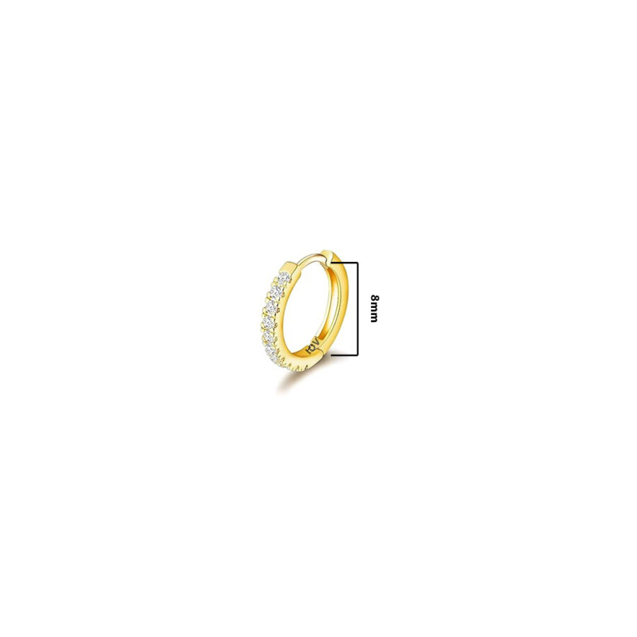 9mm & 8mm CZ huggie hoop earring. - Image 4