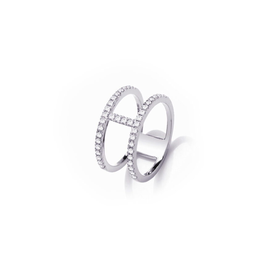 double line pave ring. - Image 2