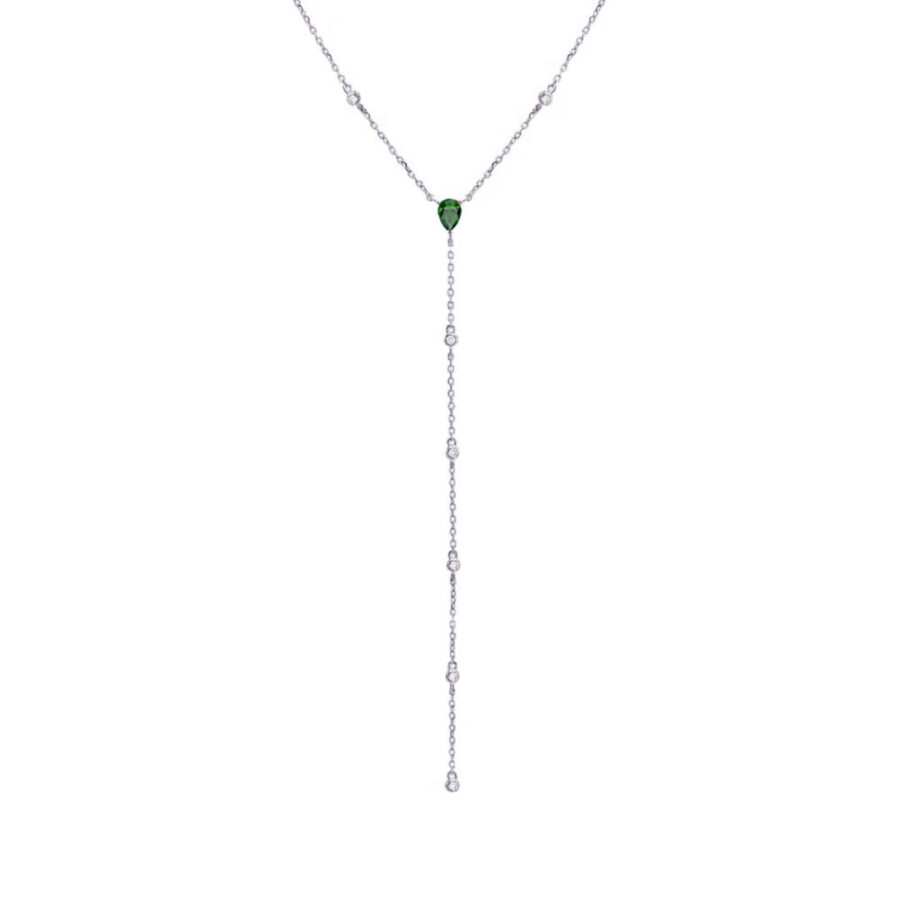 emerald Y shape necklace
