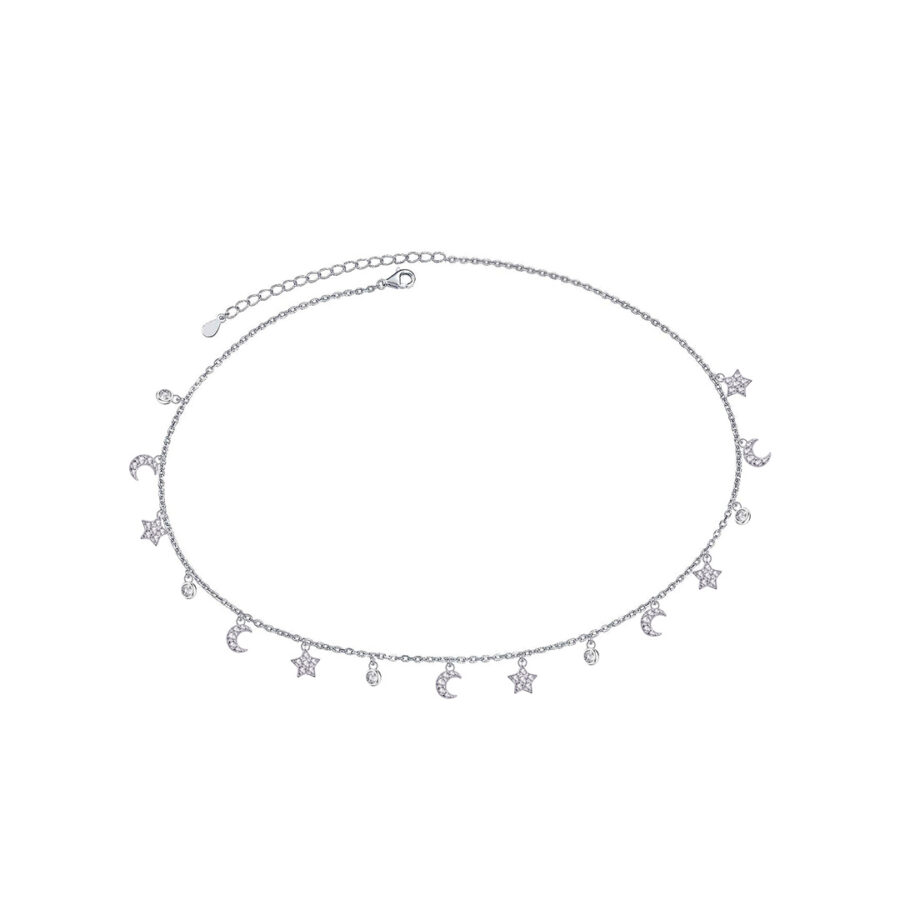 crecsents, stars and cz bezel setting choker.