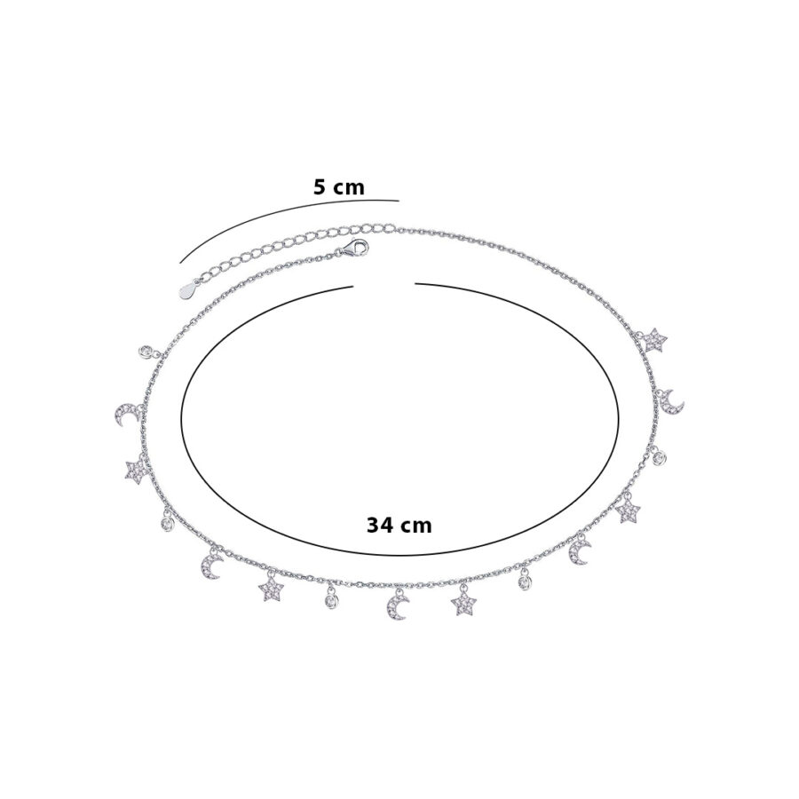 crecsents, stars and cz bezel setting choker. - Image 2