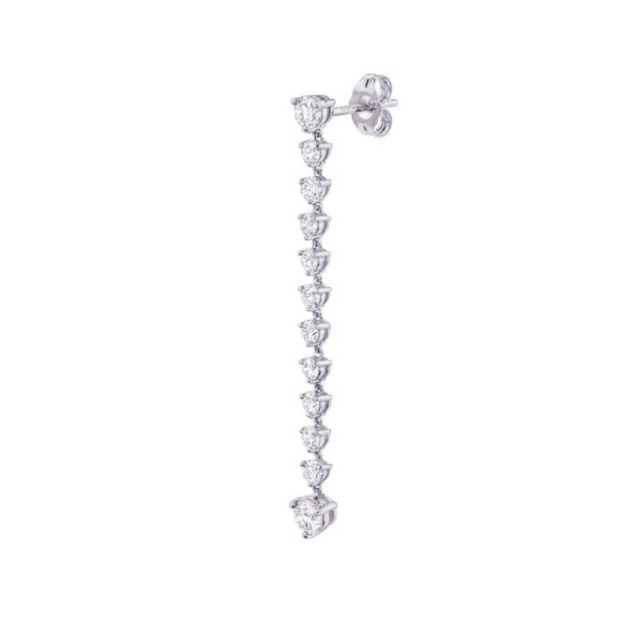 CZ long round stones stud earring. - Image 3