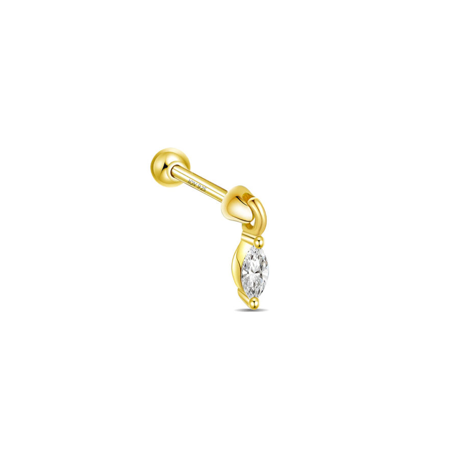 movable dangling marquise stone ball-back earring.