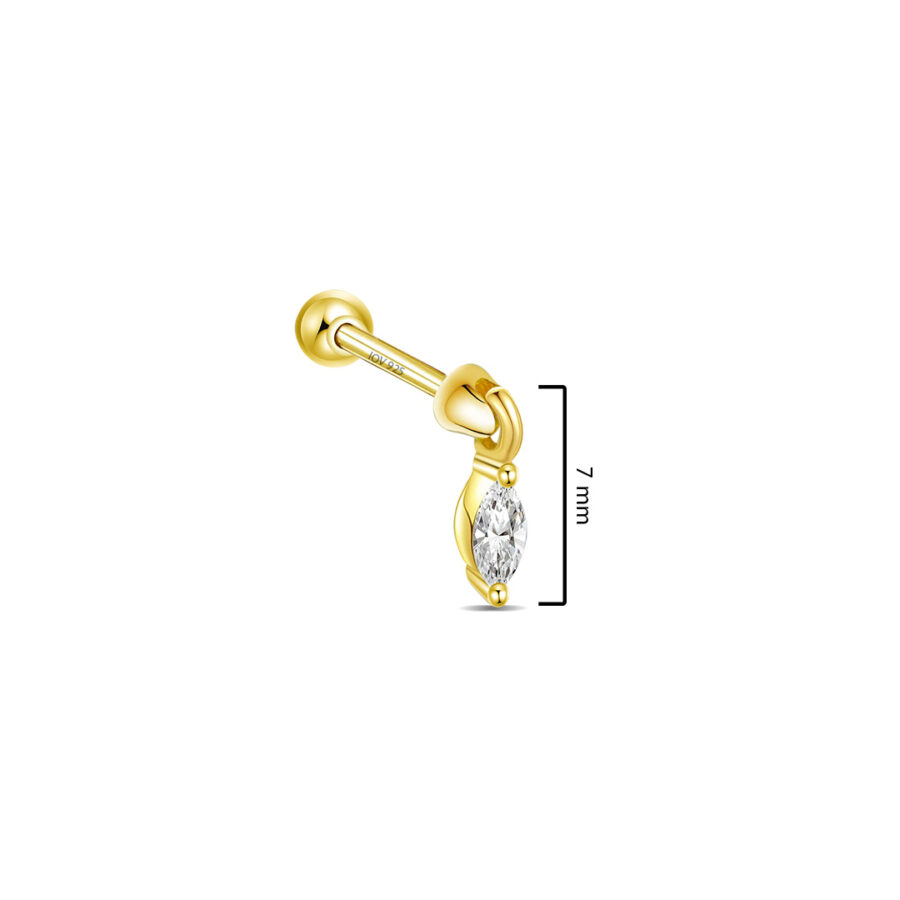 movable dangling marquise stone ball-back earring. - Image 2