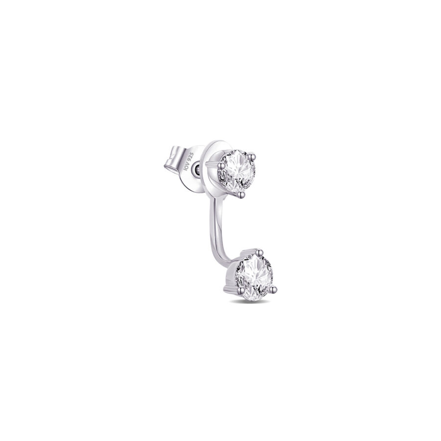 back and front two round stones earring. - Image 3