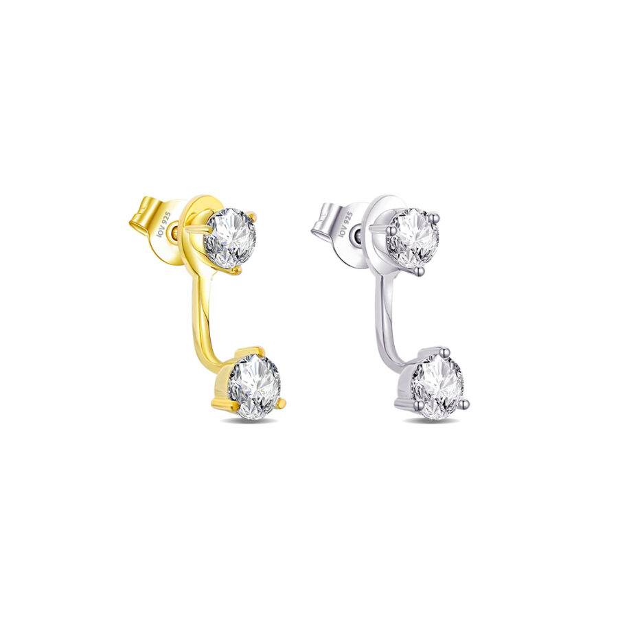 back and front two round stones earring.