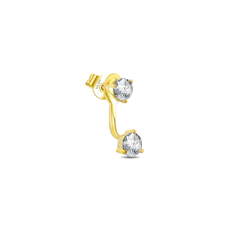back and front two round stones earring. - Image 2