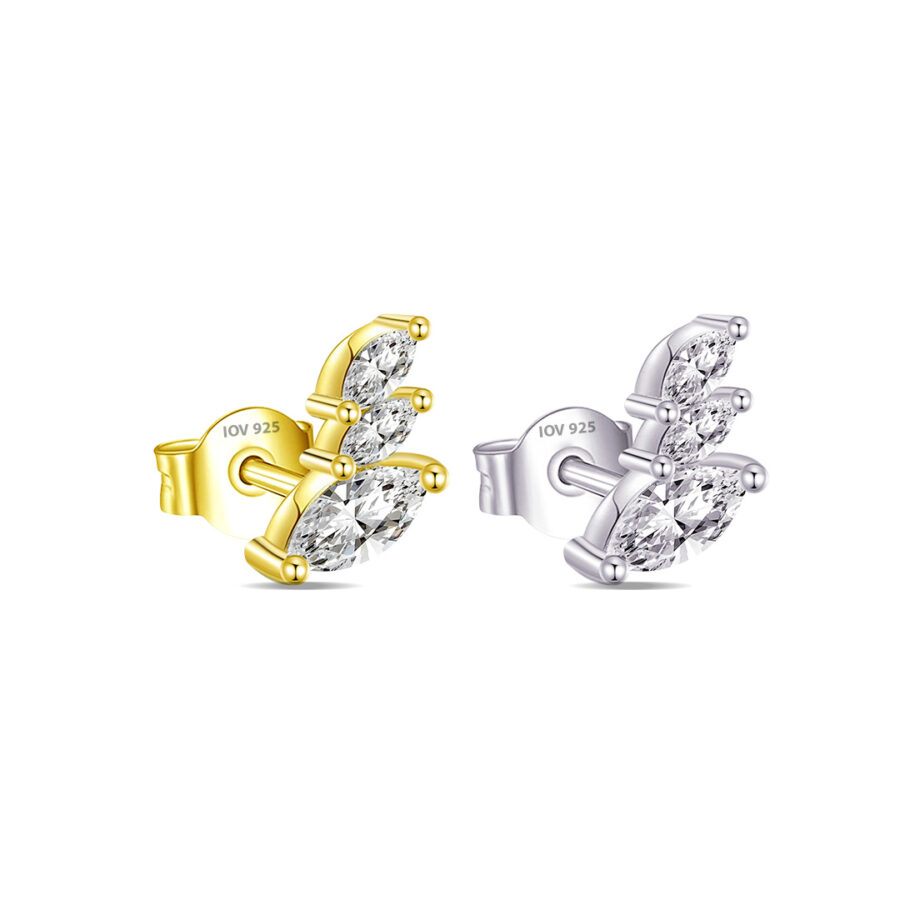 three graduated marquise stones stud earring.