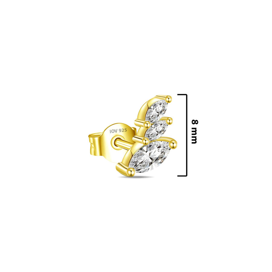 three graduated marquise stones stud earring. - Image 2