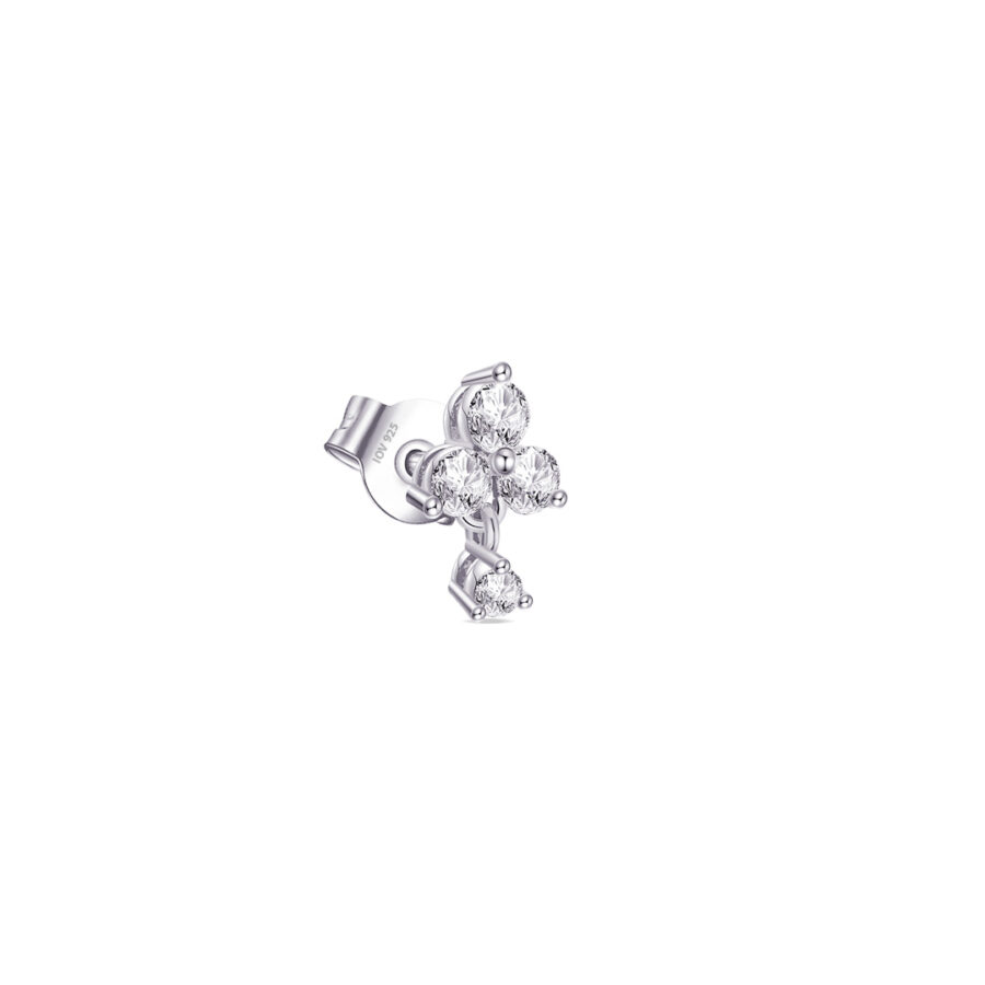 small three round stones with dangling single stone stud earring. - Image 3