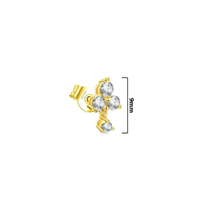 small three round stones with dangling single stone stud earring. - Image 2