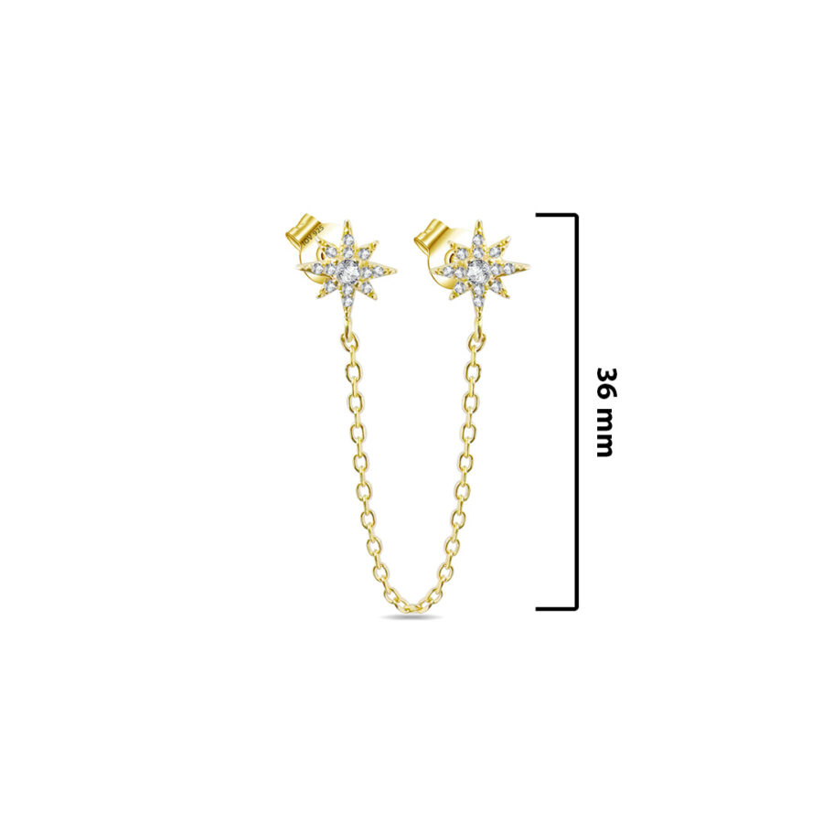 double star chain-linked stud earring. - Image 2