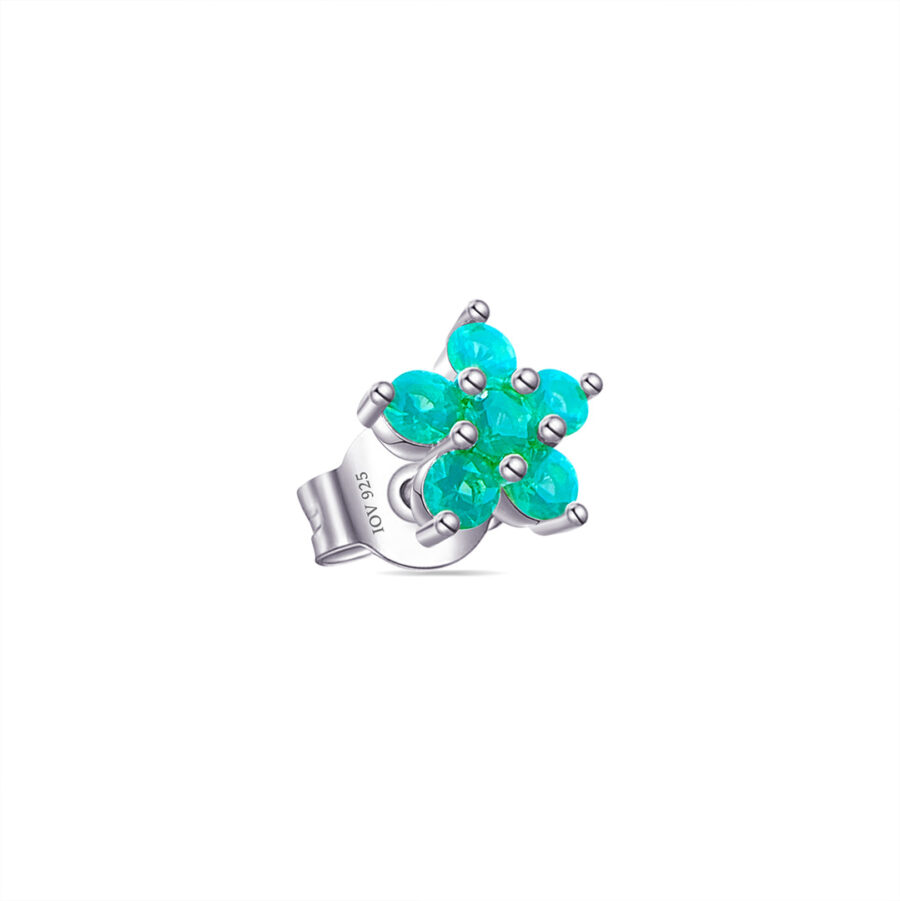 light green flower shape stud earring.