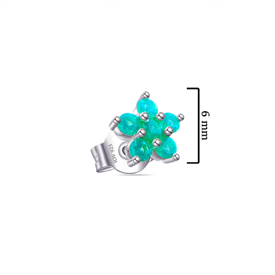 light green flower shape stud earring. - Image 2