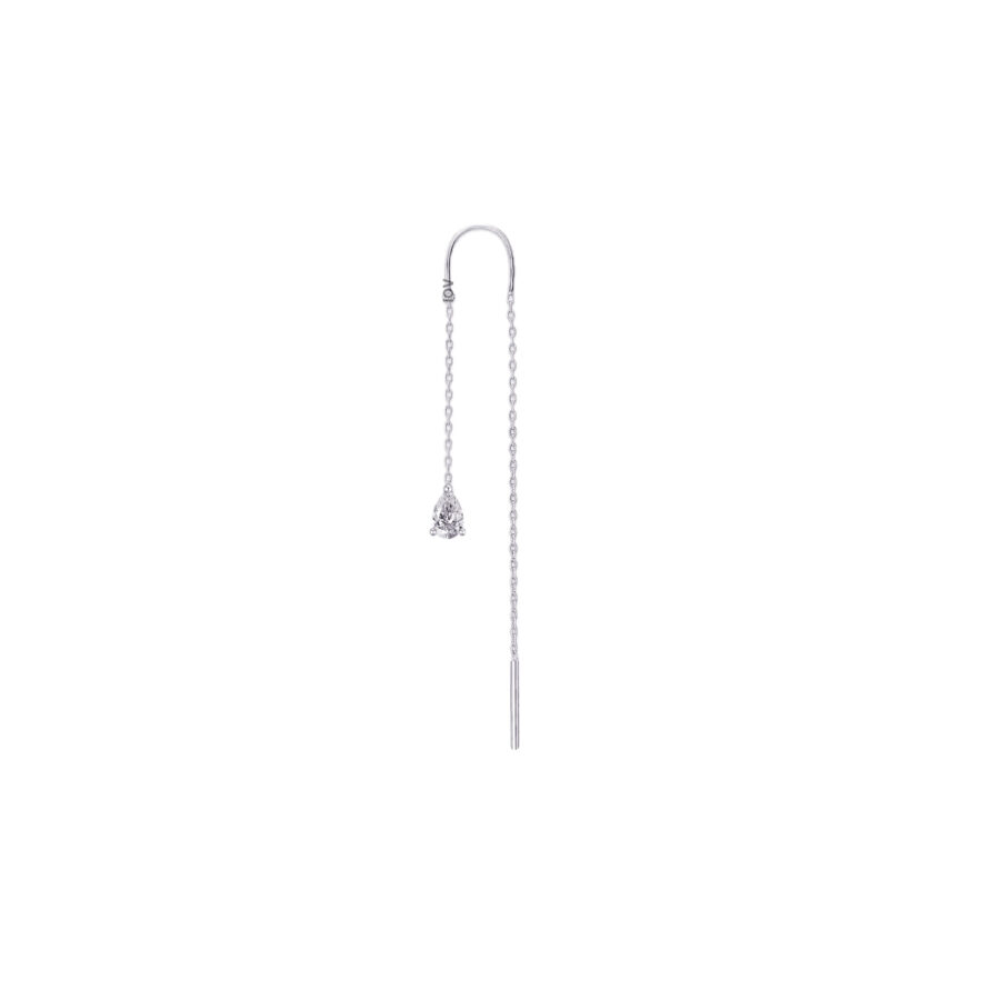 threader earring with dangling pear shape CZ stone. - Image 2