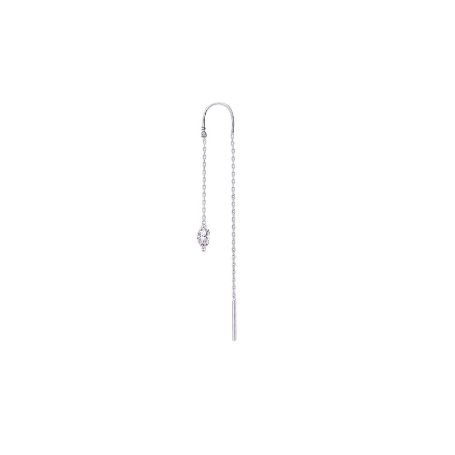 threader earring with dangling marquise shape CZ stone. - Image 3