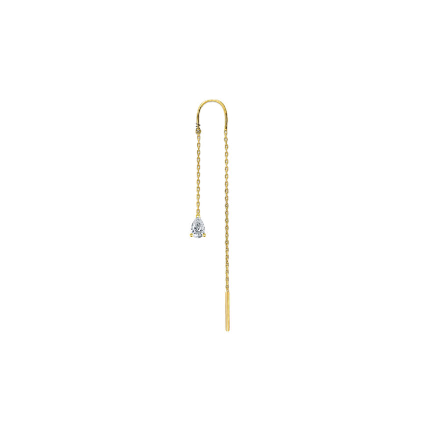 threader earring with dangling pear shape CZ stone. - Image 3