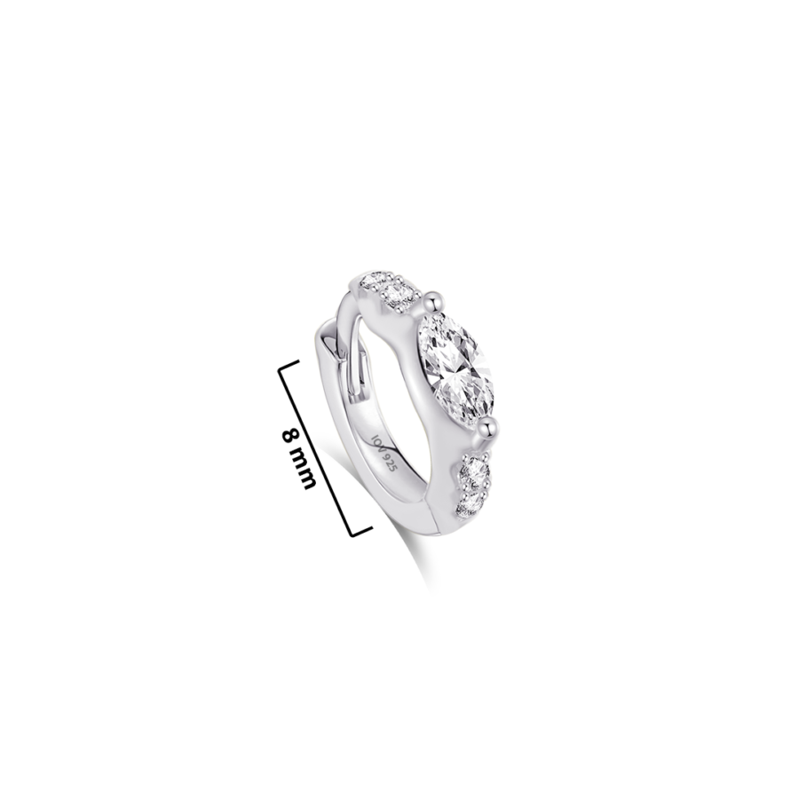 8mm huggie CZ hoop earring with marquise stone. - Image 2