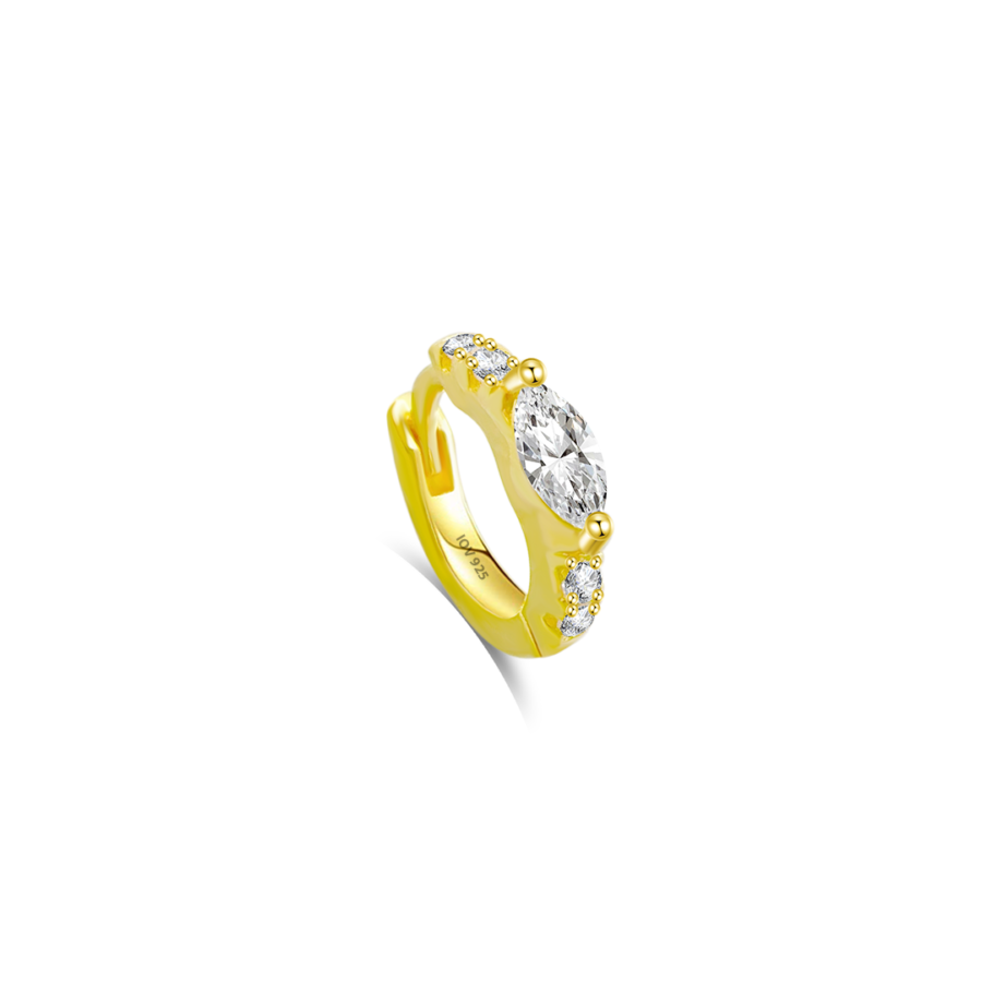 8mm huggie CZ hoop earring with marquise stone. - Image 4