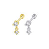 dangling two stone in a prong setting ball-back piercing earring.