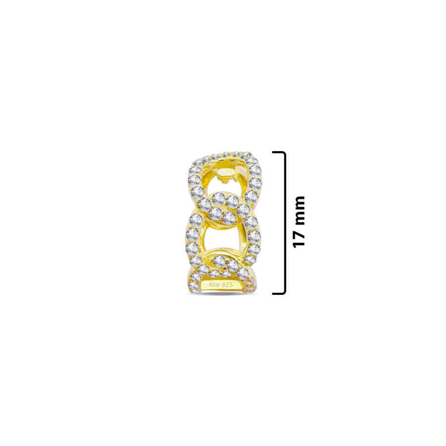 CZ Curb chain hoop earring. - Image 2
